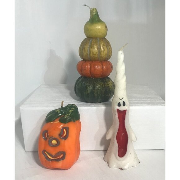 Vintage Halloween Ghords, Pumpkin & Ghost Candle Set - Picture 2 of 16